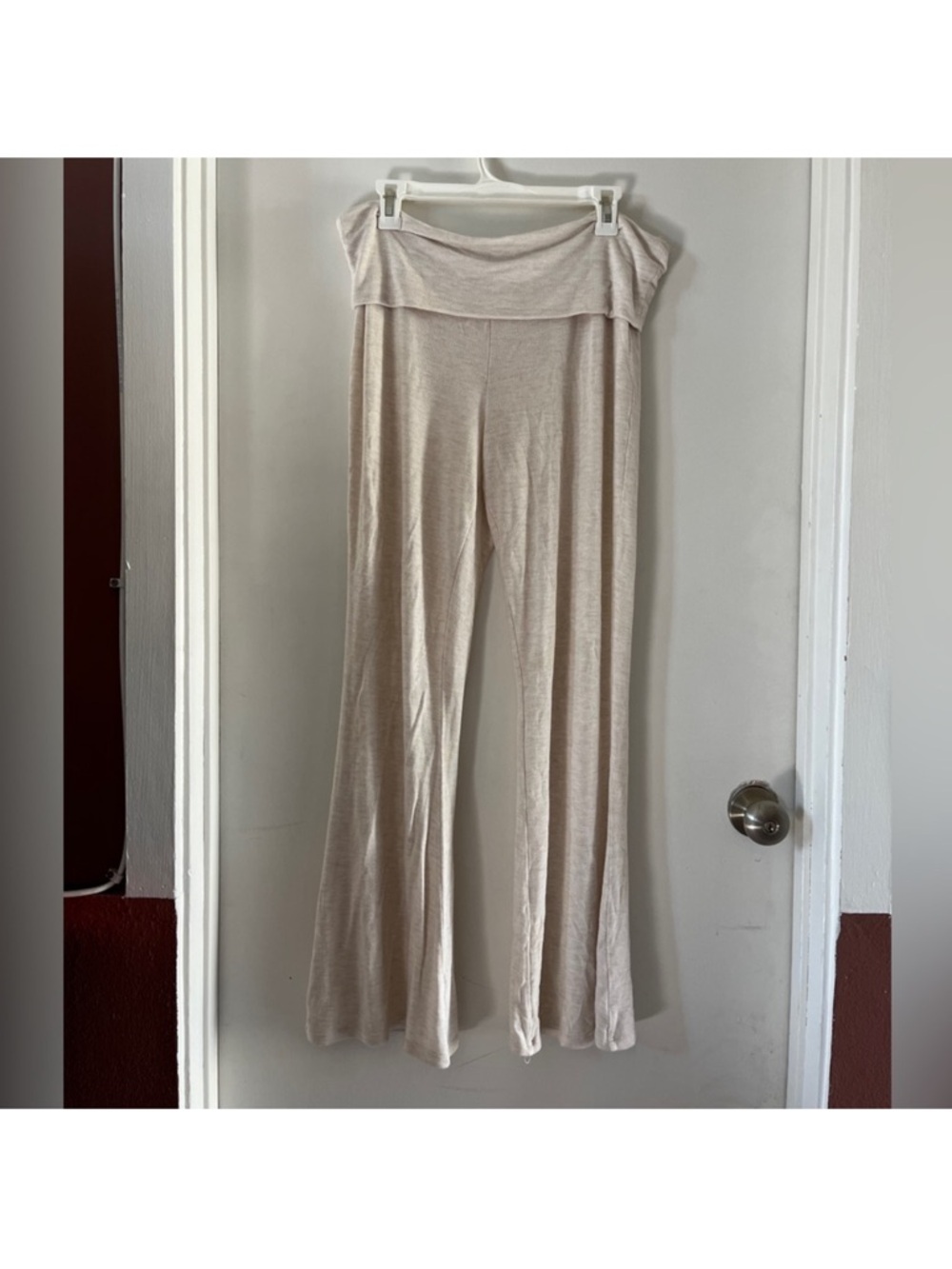 aerie Fold-Over Wide Leg Pants - Light Taupe